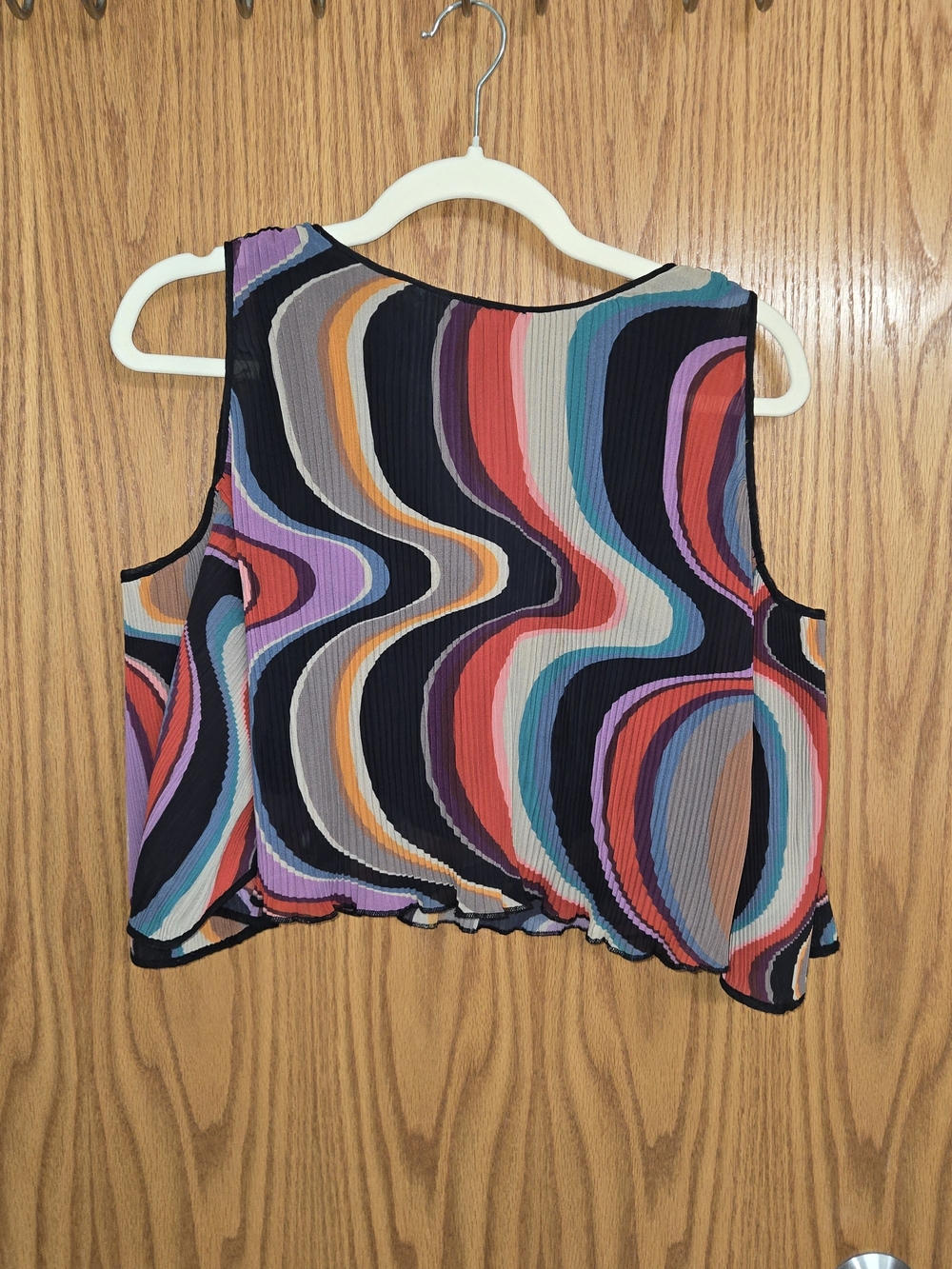 Ritu Kumar Xs Multicolor Wave-Print Cold ShoulderTop — Black, Red, Blue, Purple